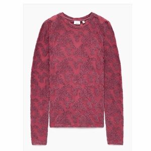 Wilfred | ♥️ Aritzia Semi-Sheer Jacquard Long Sleeve Mauve Top